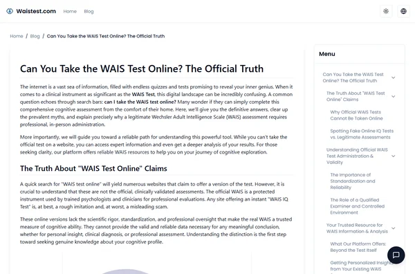 Can You Take the WAIS Test Online? The Official Truth