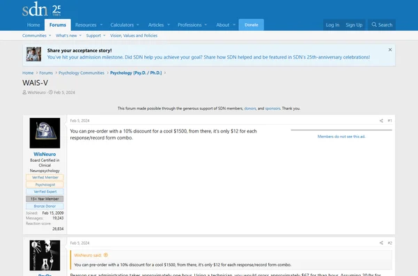Student Doctor Network – WAIS-V Discussion