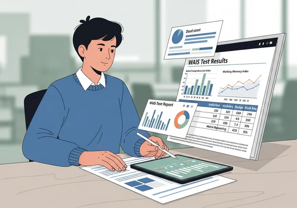 WAIS 검사 보고서를 검토하는 사람