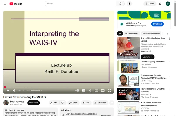 Lecture 8b: interpreting the WAIS IV